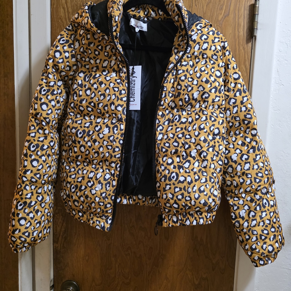 Chemiztry Leopard Print Puffer Jacket